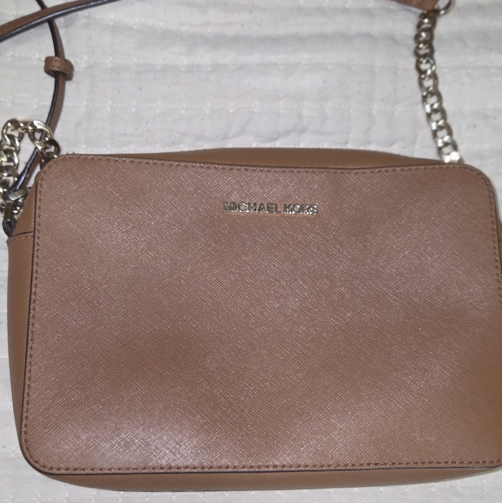 Michael Kors Tan Crossbody Bag with Gold Chain